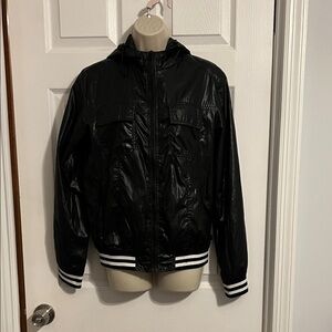 Women’s two percent 2% Black Hooded Jacket sz m